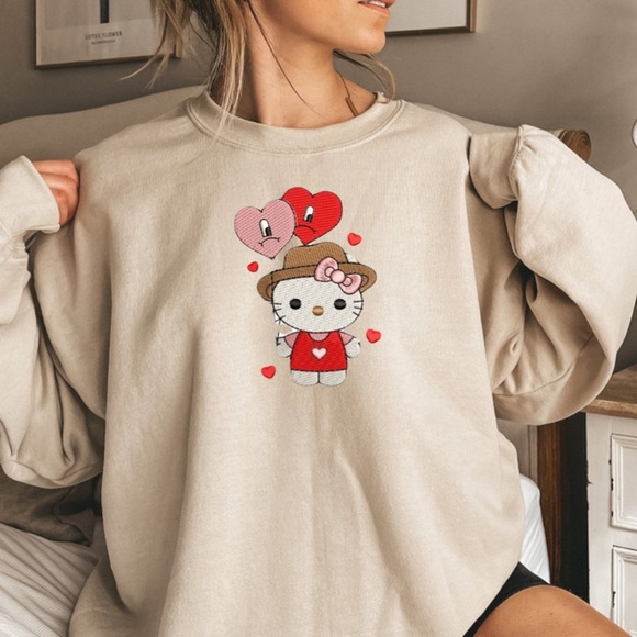 Bad bunny x Hello kitty embroidered crew neck sweater - Picture 3 of 6